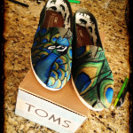 Hand painted peacock Toms.